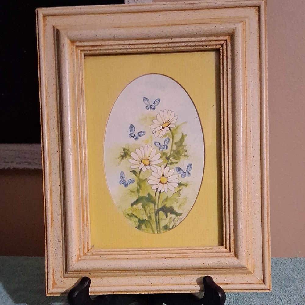 Charming Floral Framed Art with Butterflies
